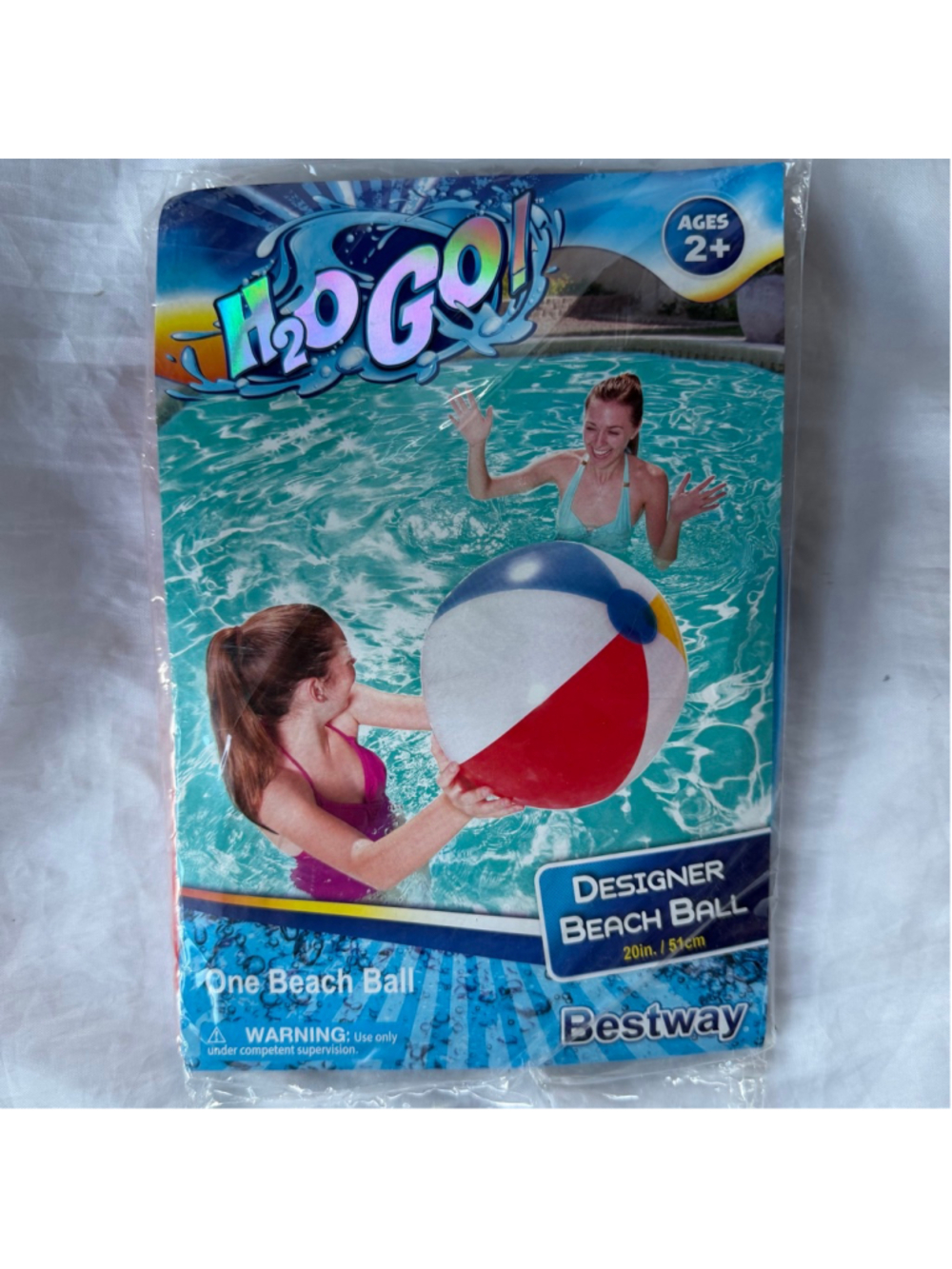 NOS 2018 Bestway H2O Go Designer Beach Ball 20” White